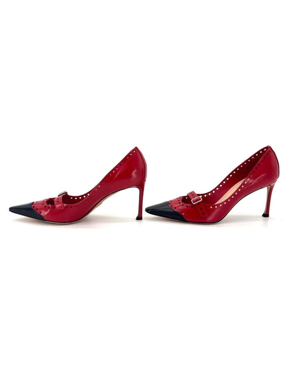 Christian Dior Spectadior Buckle Brogue Maryjane Cap Toe Pointed Toe Pumps 37.5 - Picture 4 of 9
